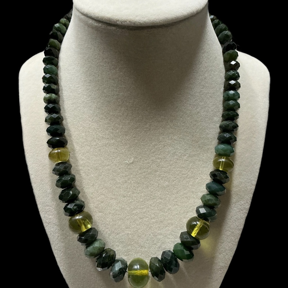 Desert Rose Trading Sterling Silver Nephrite Jade & Green Crystal Bead Necklace